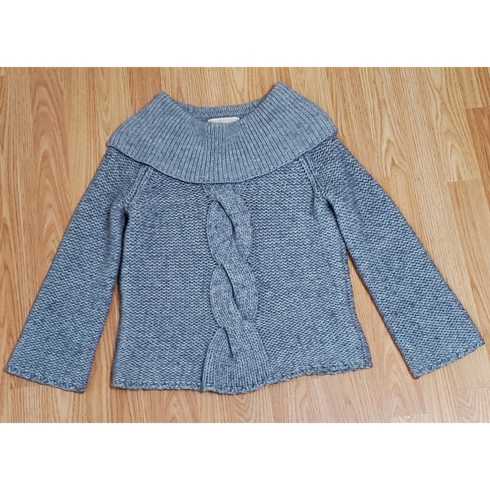 Michael kors alpaca blend cable knit cowl neck longsleeve pullover sweater gray